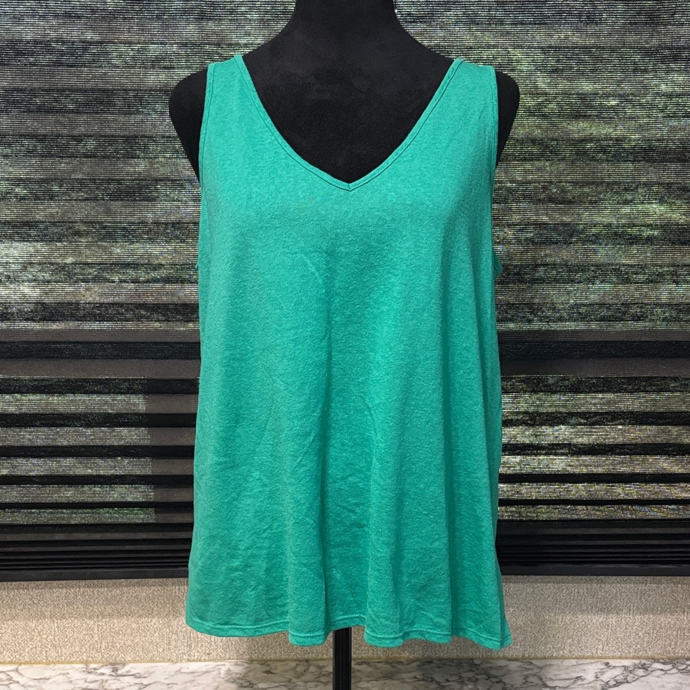 LOFT Women’s Green‎ Double V Neck Loose Fit Tank Top SZ Large